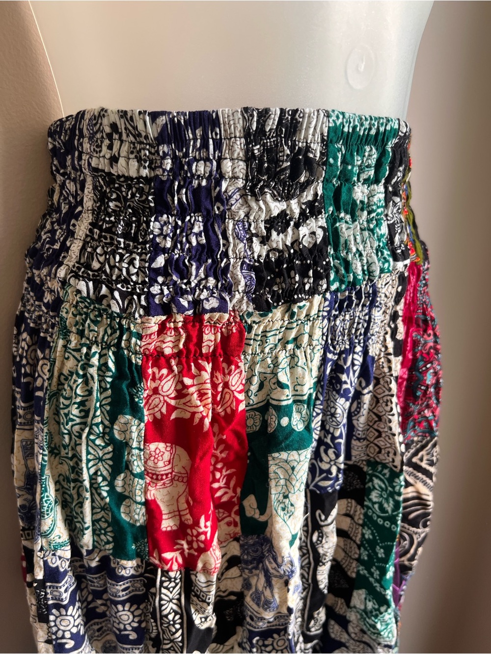 Kathmandu Imports Patchwork Midi Skirt Size XS Boho Festival Hippie Pull On - Picture 4 of 8